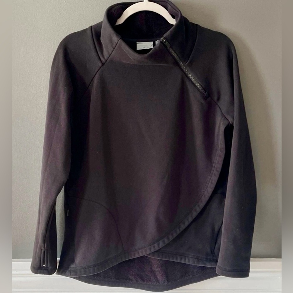 Athleta Black Asymmetrical Zip Pullover Sweatshirt